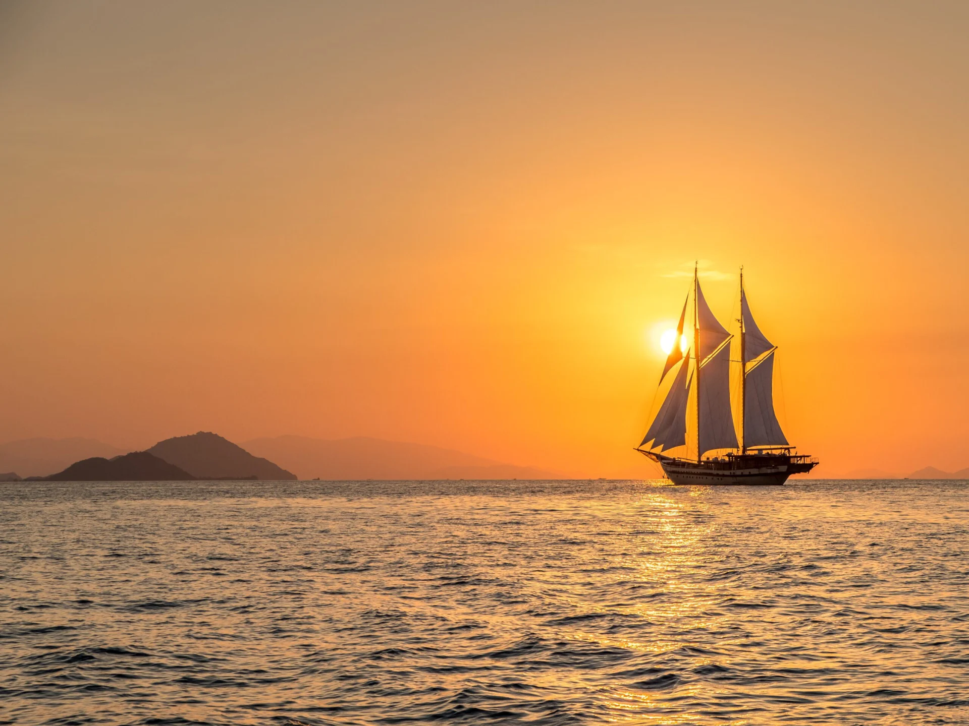 Sunset at The Sea and a Boat