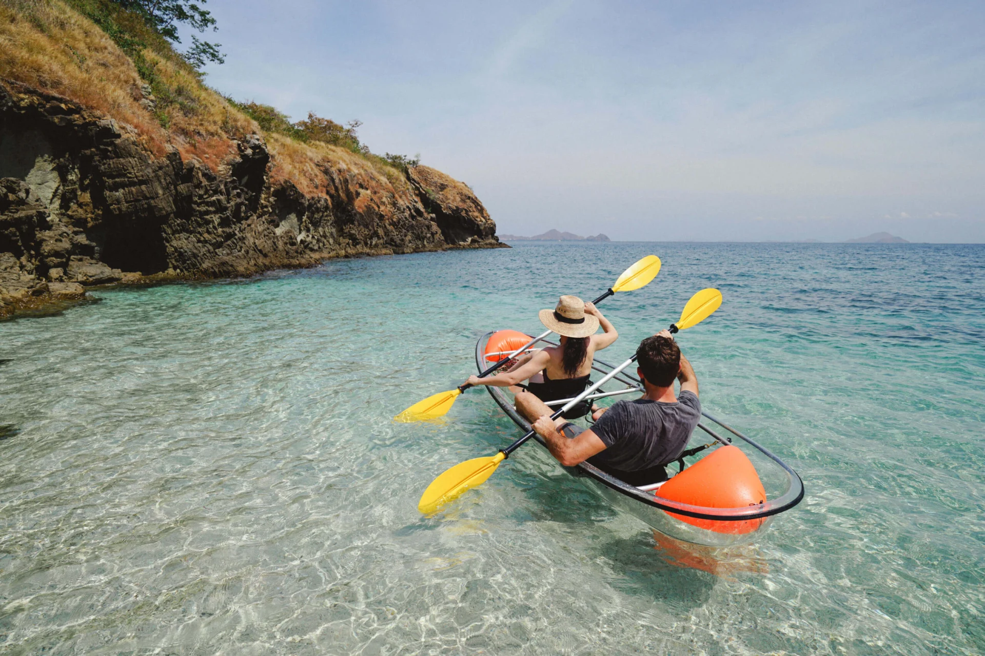Kayaking on the crystal clear water